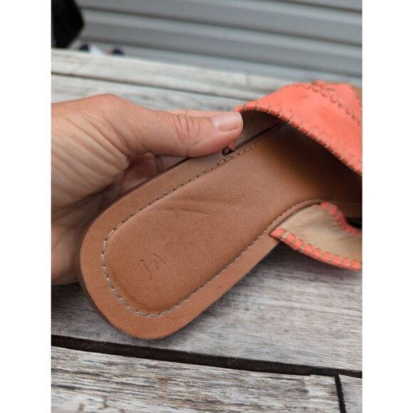 Jack Rogers Sloane X Band Leather Slide Sandals‎ women's size 8.5 coral slip on - Picture 5 of 9